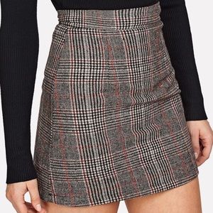 Fitted Plaid Skirt